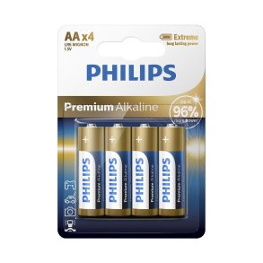 PHILIPS batteri premium alkaline AA 4-blister - 2432464