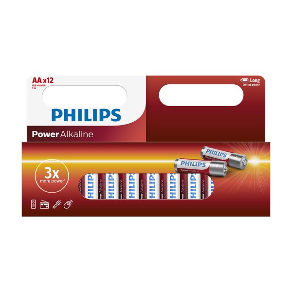 PHILIPS batteri power alkaline AA 12-pak - 1437292
