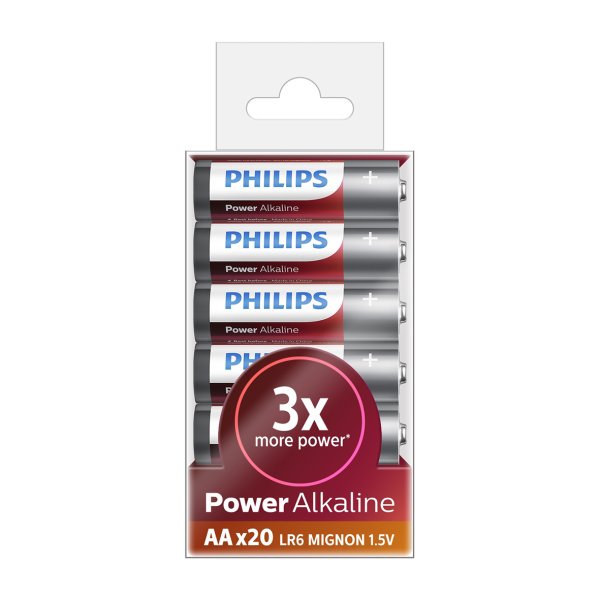 PHILIPS batteri power alkaline AA 20-pak - 1437295