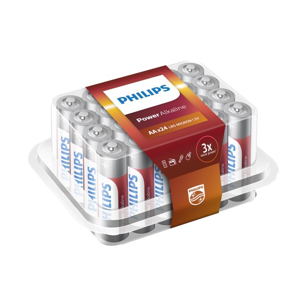 PHILIPS batteri power alkaline AA 24-pak