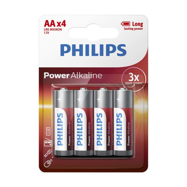 PHILIPS batteri power alkaline AA 4-pak - 1437261