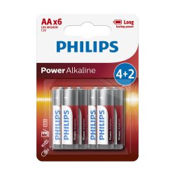 PHILIPS batteri power alkaline AA 4+2-pak