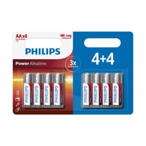 PHILIPS batteri power alkaline AA 4+4-pak