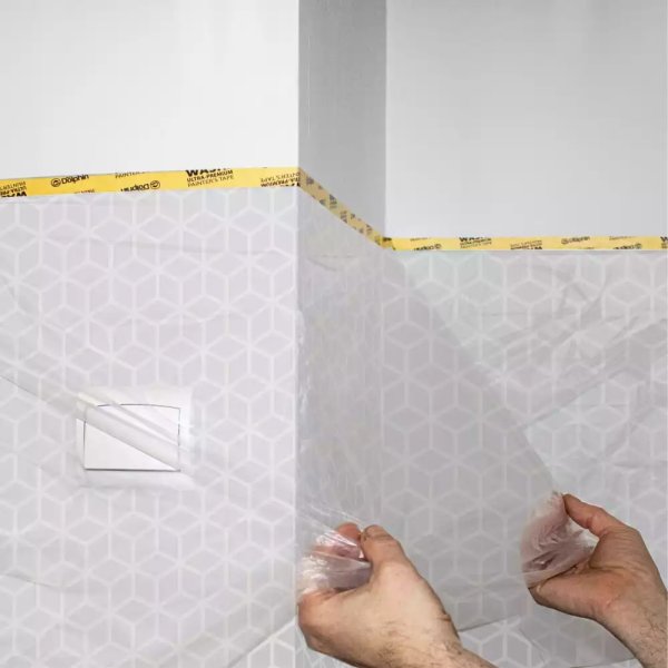 Blue Dolphin Plastfolie med WASHI tape 210cm x 15m