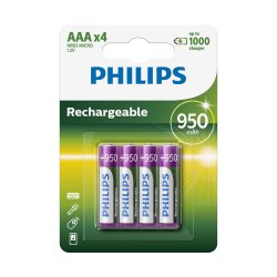 PHILIPS batteri genopladeligt NiMH AAA 4-pak - 1643161