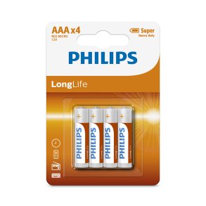 PHILIPS batteri longlife zinkklorid AAA 4-pak