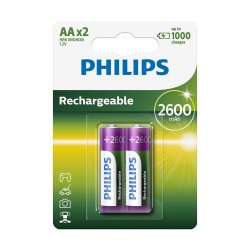 PHILIPS batteri genopladeligt NiMH AA 2-pak - 1382784