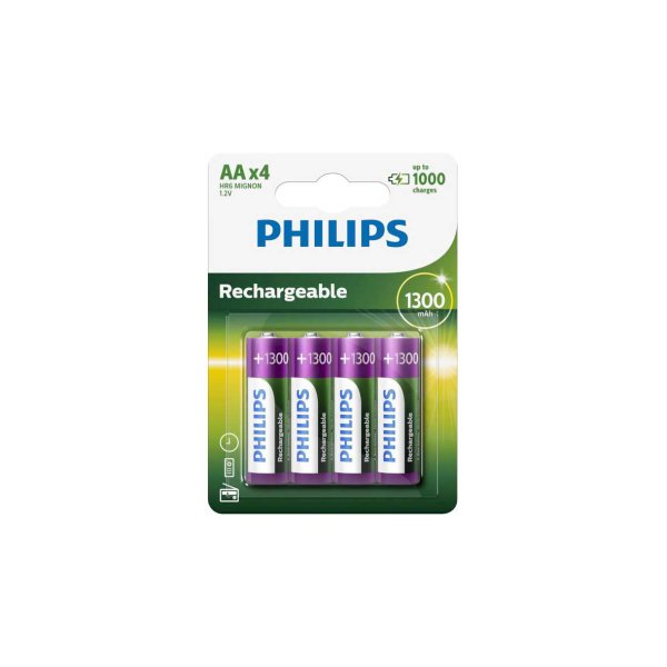 PHILIPS batteri genopladeligt NiMH AA 4-pak - 2301948
