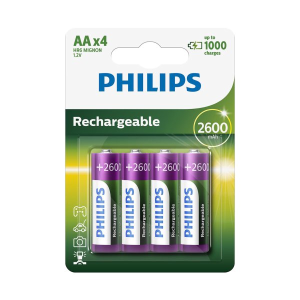 PHILIPS batteri genopladeligt NiMH AA 4-pak - 1382783