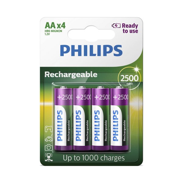 PHILIPS batteri genopladeligt NiMH AA 4-pak - 1850827