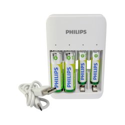 PHILIPS batterilader til AA/AAA - inkl. 2xAAA og 2xAA - 2513680