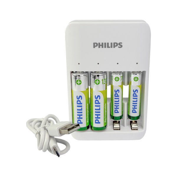 PHILIPS batterilader til AA/AAA - inkl. 2xAAA og 2xAA - 2513680