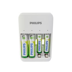 PHILIPS batterilader til AA/AAA - inkl. 2xAAA og 2xAA - 2513680
