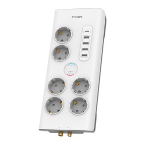 PHILIPS overspndingsbeskyttelse 6-udtag + 4 x USB-A + 1 x USB-C