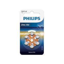 PHILIPS batteri t/h�reapparat zinc air str. 13 orange 6-pak