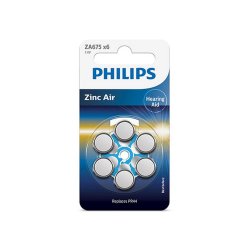 PHILIPS batteri t/h�reapparat zinc air str. 675 bl� 6-pak