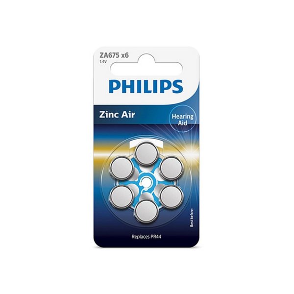 PHILIPS batteri t/h�reapparat zinc air str. 675 bl� 6-pak